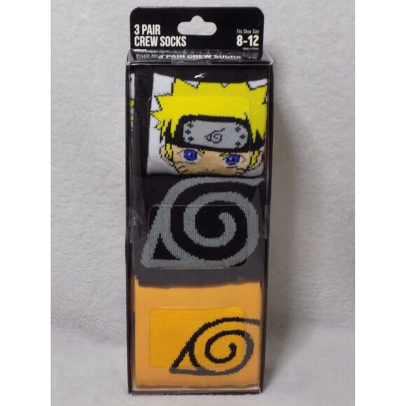 Naruto Crew Socks 3 Pair Pack Men's Shoe Size 8 to 12 (Style 2) - Picture 2 of 4